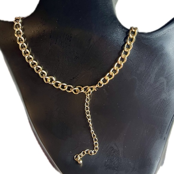 Large Gold Tone Statement Necklace with Crystals and Rhinestones - Picture 5 of 6